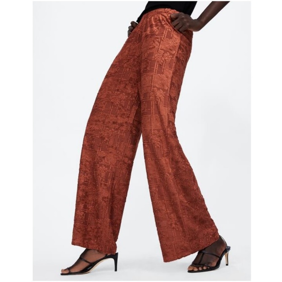 Zara Pants - NWT Zara Size M Terracotta Wide Leg Textured Pants